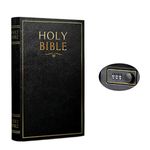 Real Pages Portable Diversion Book Safe - Hollowed Out Book with Hidden Secret Compartment for Jewelry, Money and Cash (Bible) (X-Large, Combination Lock)