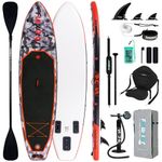 FunWater SUP Inflatable Stand Up Paddle Board Ultra-Light Inflatable Paddleboard with SUP Accessories,Fins,Adjustable Paddle, Pump,Backpack, Leash, Waterproof Phone Bag,Kayak Seat (red)