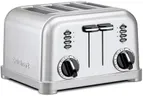 Cuisinart 4 Slice Toaster, Compact Stainless Steel Toaster with Extra-Wide Slots for Toasting Bread, French Toast, Bagels and Pastries, Defrost & Reheat Functions, CPT-180P1, Brushed Stainless