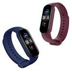 INEFABLE Mi SmartWatch 5 and 6 Watch Straps Original for Mi Watch M5 and M6 Watch Strap Soft Silicone Adjustable Watch Strap-Device Not Incuded-Blue & Wine-Pack of 2