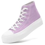 Xraehni Womens Mens High Top Canvas Sneakers Platform Casual Shoes Classic Lace-Up Comfortable Fashion Sneakers Purple