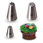 Cangool 3 Professional Nozzles Grass (233, 234 and 23M) for Decorating Cakes and Cupcakes (Grass Piping Tips)- Nozzles Compatible with Piping Bag