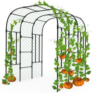 Trellume Garden Arch Trellis - 69" L*71" W*87" H, Rust-Proof Grape Trellis with Thickened Steel 20MM Pipe, Garden Arch Trellis for Climbing Plants Outdoor, Tunnel Trellis for Cucumber, Pumpkin, Melon