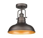 Zeyu Farmhouse Semi Flush Mount Light Fixture, 11 Inch Industrial Ceiling Light Fixture for Indoor Outdoor, Oil Rubbed Bronze Finish, ZY41-F ORB