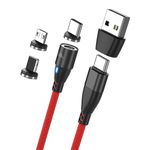 100W Magnetic Charging Cable, NESTELLE 6 in 1 PD Fast Charge and Data Transfer Cord, USB Type C to Type C Cords for All Type C, Micro USB, Laptop, Tablet (3FT Round Magnet, Red)