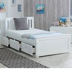 Happy Beds Mission Wooden Solid White Pine Storage Bed Drawers Furniture Frame 3' Single 90 x 190 cm