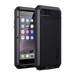 Lanhiem iPhone 7 Plus Case, iPhone 8 Plus Case [Tough Armour] Heavy Duty Shockproof Metal Case with Built-in Glass Screen, 360 Full Body Protective Cover for 7+ 8 Plus, Dust Proof Design -Black