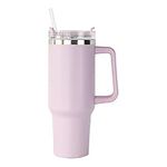 Tumblers Cup with Straw, Lid and Handle | 40oz/1200ml Stainless Steel Coffee Travel Insulated Stanleys Cup Mug | Leak Proof Vacuum Insulated Water Bottle for Hot Iced Drink baby pink