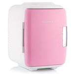 Subcold Classic4 Mini Fridge - Cooler & Warmer | 4 Litre/6 Cans | AC+USB | Portable Small Fridge for Skincare, Bedroom, Dorm, Car, Travel (White/Pink)