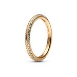 Pandora ME 14K Gold-Plated Pavé Ring With Cubic Zirconia, Size 50, No Box