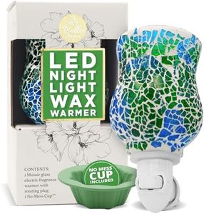 Belle Aroma Bijou® Bulb-Free Plug-in Wax Warmer Night Light – Electric Wax Melter with Mosaic LED Glow, Heating Plate, No Bulbs to Replace, No-Mess Wax Cup, Blue Green