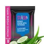 SVISH ON-THE-GO |Intimate Hygiene Wipes For Women (10 pulls) | Cucumber Fragrance with natural extracts (Pack of 8, 80 Wipes)