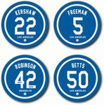 Dodger Gifts for Men, Non Dodger Coasters for Drinks, Los Angeles LA Baseball Ceramic Coasters Set of 4, for Dodger Man Cave Home Decor