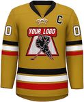 Custom Hockey Jersey for Men Youth Practice Jerseys Stitched or Printed Personalized Name Number Add Logo, Gold/White/Red-20, One Size