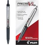 Pilot, Precise V5 RT Refillable & Retractable Rolling Ball Pens, Extra Fine Point 0.5 mm, Black, Pack of 12