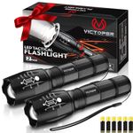 Victoper Torch 2 Pack, 2000 Lumens High-Performance Tactical Torch Lights with 5 Modes, Waterproof Zoomable Flashlight for Outdoor Activities, Camping Essentials