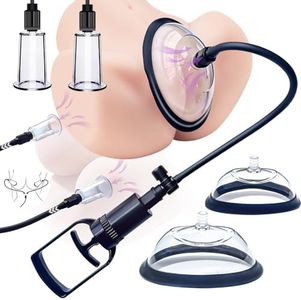 Clitoral and Nipple Pump Sex Toys, Vacuum Pumps, Pleasure Increasing Tools, Adult Sexual Pleasure Tools, Double Nipple Suckers, Clitoral Stimulator Includes 4 Suckers, Orgasm Tools