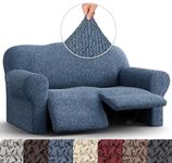 Recliner Cover - Recliner Sofa Loveseat Slipcover - Cotton Fabric Slipcover - 1-piece Form Fit Stretch Stylish Furniture Protector - Mille Righe Collection (Blue, Reclining Loveseat)