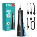 COSLUS Water Flosser for Teeth Cordless: 4 Modes & 20 Levels - Portable Irrigador Dental for Health - Conscious Sensitive Users Gums - Travel Home Use with 4 Jet Tips