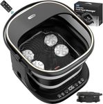 Puboo Collapsible Foot Spa Bath with Heat, Remote & Timer, 16 Massage Balls, Support Rods – Heated Pedicure Soaking Tub for Stress Relief,Great Father's Day Gift for Dad