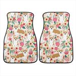 Amzbeauty Cute Husky Floral Car Floor Mats All Weather Rubber Backing Non Slip Women Girls Universal Front Automotive & Auto Floor Mats 2 Pcs Sets