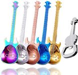 Guitar Spoons Coffee Teaspoon, ESRISE Stainless Steel Musical Coffee Gifts for Men, Cute Tea Spoons for Christmas Gifts Birthday Gifts(Multi-6 with Opener)