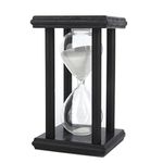 ZYAQ Wooden Sandglass Hourglass Sand Timer Clock Home Decoration (60 Minutes, Black-White)