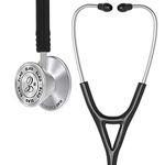 ELKO EL-060 CARDIO III SS Stainless Steel Acoustic Stethoscope | Two-Way PVC Tubing | Double Sided Chestpiece For Adult & Pediatric Patient | Doctors & Medical Students (Black)