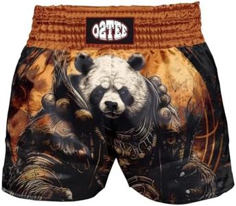 O2TEE Unisex Panda Muay Thai Shorts Kick Boxing Sport Sparring Trunks Gym Fitness, S