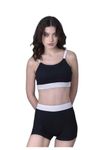 Keepfit Women's Ribbed Contrast Border 2 Piece Swim Set Black