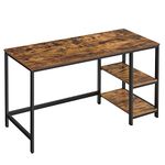 VASAGLE ALINRU Computer Desk, 55.1-Inch Long Home Office Desk for Study, Writing Desk with 2 Shelves on Left or Right, Steel Frame, Industrial, Rustic Brown and Black ULWD55X