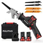 PULITUO Reciprocating Saw,Cordless Saw with Clamping Jaw,2x2000mAh Batteries,0-3000RPM Variable Speed Electric Saw,1 Hour Fast Charger,4 Saw Blades for Wood & Metal Cutting