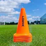 FORZA Multi Sport Training Marker Cones – Durable Plastic Traffic Cones for All Sports & Training Drills | Bright Fluorescent Colours Options [Pack of 10 or 100] (9 Inch, Orange, Pack of 10)