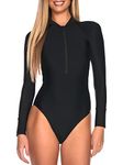 RELLECIGA Women's Black Long Sleeve Rash Guard One Piece Large