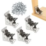 MIVIDE 4PCS Folding Table Legs Brackets, 90 Degree Self-locking Folding Hinge with Screws, Self Locking Folding Hinge for Table Workbench Bed Leg Silver