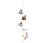 SONGMICS Shower Corner Shelf, 4-Tier Bathroom Shower Shelf, 85-305 cm Adjustable Shower Caddies, Bathroom Organiser, White BCB001A