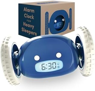 CLOCKY Extra Super Loud Alarm Clock for Heavy Sleepers Adults Kids Teens Bedroom, Move Jump Roll Run Away Easy to Set Smart Digital Alarm Clock on Wheels -Funny Gag Gift (Navy)