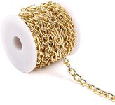 16.4Feet Gold Plated Brass Curb Chain Twisted Chunky Link Chains Bulk with Spool Gold Chain for Jewelry Making Chains for Necklaces Jewellery Belt Jeans