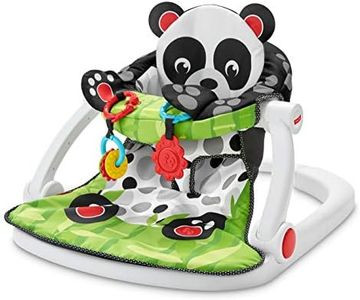 Fisher-Price Portable Baby Chair Sit-Me-Up Floor Seat with Developmental Toys and Crinkle Squeaker Seat Pad, Panda Paws