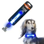 LaRoo Safety LED Light Up Band for Dogs Cats,LED Light Flashing with Velcro, Easy to Attach to Collar Leash and Harness, Waterproof Luminous Outdoor (Blue Light Up Band)