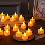 KALQIAD Flameless Tea Lights 15PACK LED Candles Lamp Realistic and Bright Flickering Long Lasting for Birthday Wedding Party Home Decoration