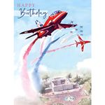 Male Birthday Card for Him - General Card for Men - RAF Red Arrows - Airplanes over Buckingham Palace, London - Artistic Design - Made in the UK - Eco-Friendly