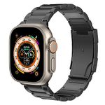 MoKo Titanium Band Compatible with Apple Watch Band 49mm 46mm 45mm 44mm 42mm iWatch Ultra2 Ultra SE 2 SE Series 10 9 8 7 6 5 4 3 2 1,Titanium Replacement Watch Band with Folding Clasp,Bk