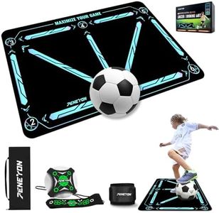 Soccer Training Mat with Adjustable Soccer Trainer - Non-Slip Soccer Training Equipment for Kids Youth to Boost Speed, Strength & Coordination | Soccer Trainer for Indoor/Outdoor Drills