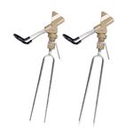 NUZAMAS Set of 2 River Bank Beach Rod Holders, Steel and Aluminum Alloy Built, Adjustable, Sand Soil Spike, Golden Color