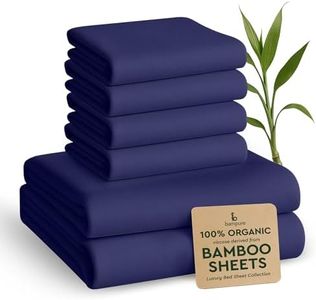BAMPURE Queen Sheet Set - 6 Pcs, 100% Viscose derived from Bamboo, Super Soft Cooling Sheets, Up to 16'' Deep Pocket, Navy Blue