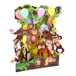 SANTORO Swing Card, 3D Pop Up Greeting Card - Monkey Party - For Kids, Family, Boys, Daughters | Birthday Gifts For Boys, Daughters