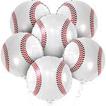 KatchOn, Baseball Balloons for Baseball Party Decorations - Big 18 Inch, Pack of 6 | Foil Softball Balloons, Baseball Birthday Party Supplies | Baseball Decorations, Baseball Baby Shower Decorations