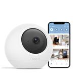 Noorio T110 Indoor Security Camera as Baby Monitor and Pet Camera with Phone App 2 Way Audio, 360 Pan Tilt 2.4/5GHz WiFi Wired Security Camera, Local Storage, Work with Alexa