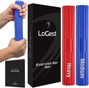 Logest 2 Pack Twist Hand Exerciser Bars - Flexible Bar Arm Strengthener - Tennis Elbow, Golfer's Elbow, Tendonitis, Wrist, Forearms Pain Relief Hand Therapy Rehab Twist Bar (Blue Red - Medium Heavy)